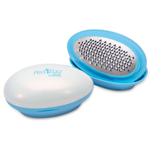 PedEgg Classic foot file in white and sky blue